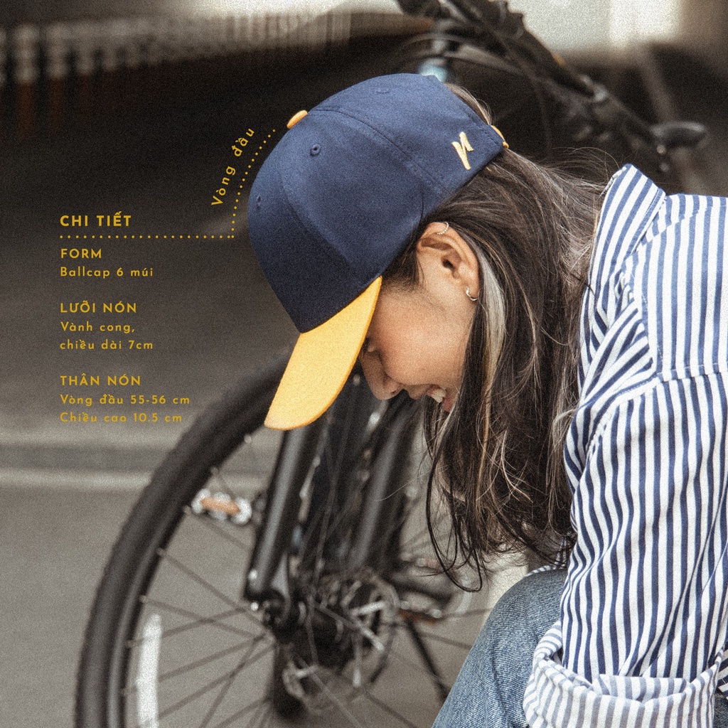 Nón Bóng Chày Lưỡi Trai Màu Navy Phối Vàng Reckless Signature Ballcap Vải Kaki Cotton