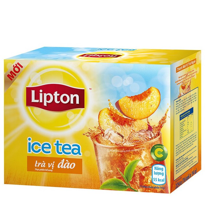 Trà Lipton Ice Tea Hòa Tan Vị Đào - Hộp Giấy 224g (16 gói)