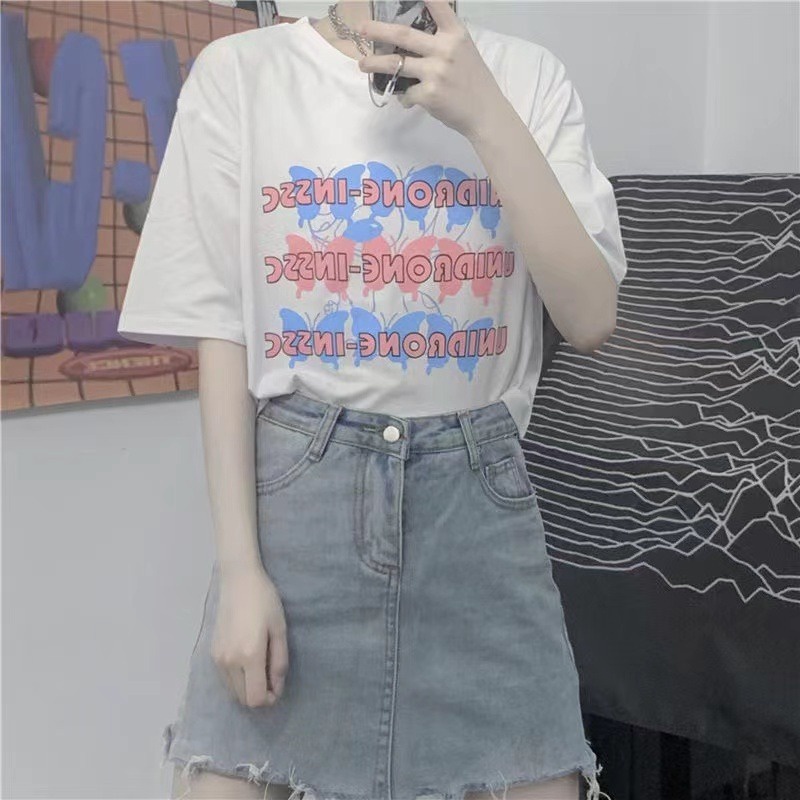 Áo Thun Ngắn Tay Dáng Rộng In Họa Tiết Cá Tính Trẻ Trung