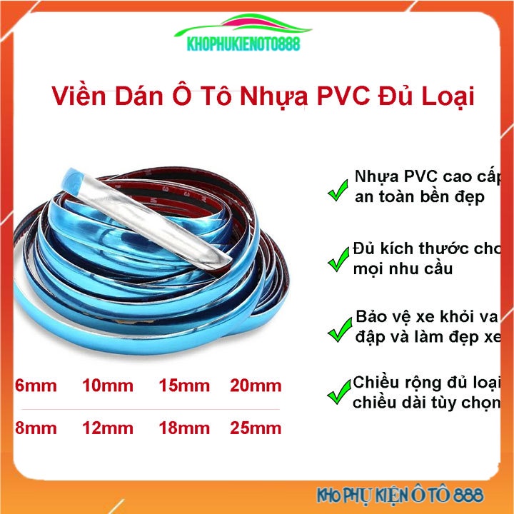 Cuộn chỉ nẹp mạ crom đủ cỡ 6/8/10/12/15/18/20/25mm trang trí bảo vệ chống ồn ô tô cửa sổ