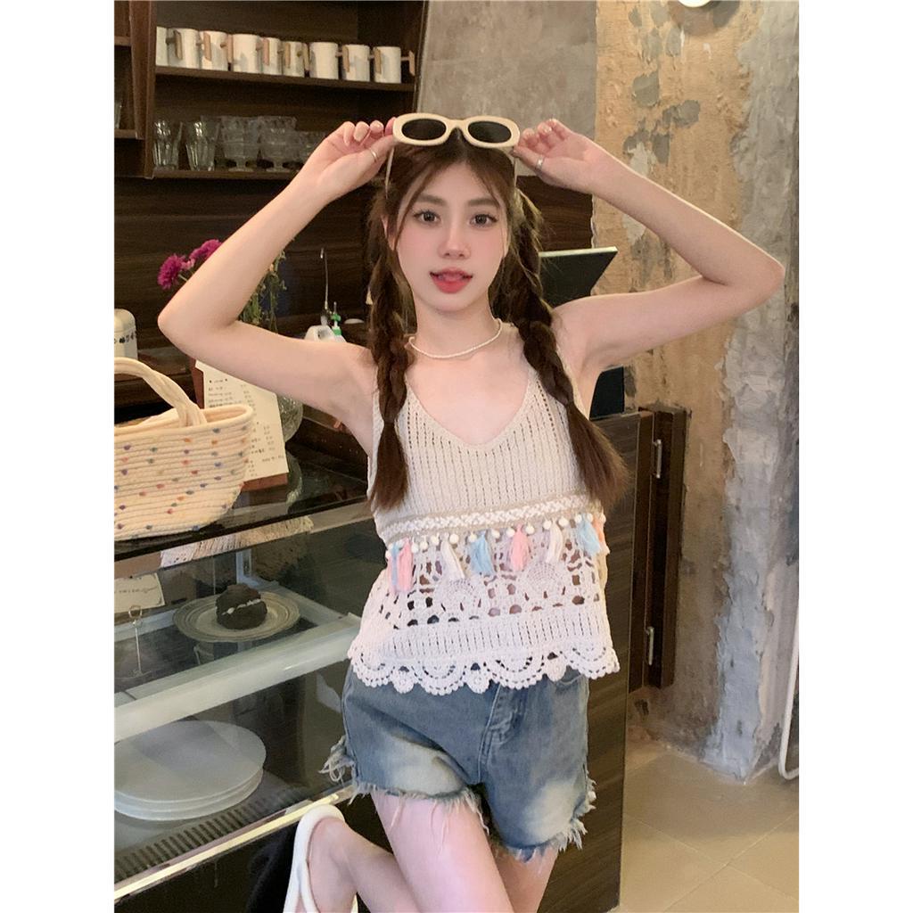 Lalisas Áo Dệt Kim Không Tay Khoét Rỗng Phong Cách Bohemian Cổ Điển Thời Trang Dành Cho Nữ