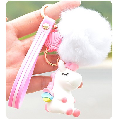 Móc khóa hình ngựa kỳ lân Unicorn - Có bông - Mon case
