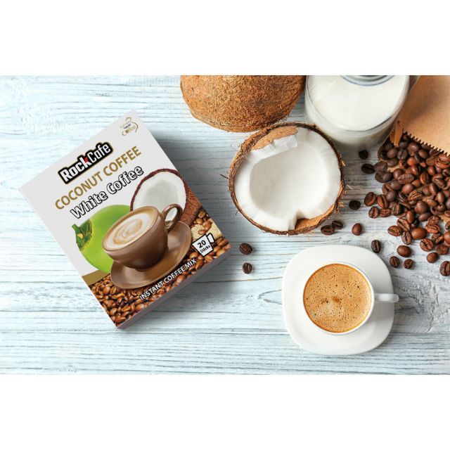 Cafe Dừa Rock cafe/ cà phê Dừa/ Coconut coffee - hoà tan hộp 240gr 12 gói