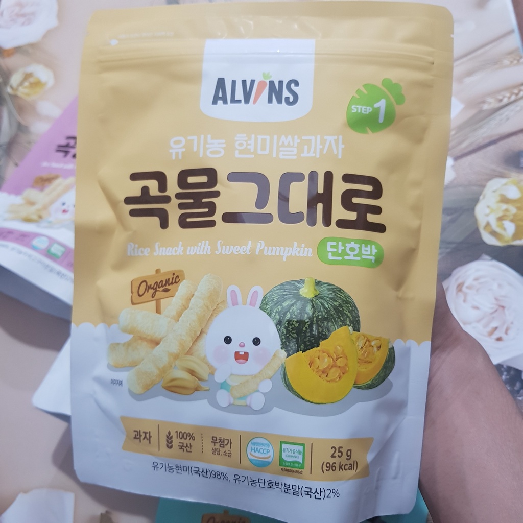 Bánh gạo lứt hữu cơ Alvins Hàn Quốc cho bé ăn dặm
