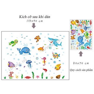[HCM]DECAL DÁN TƯỜNG COMBO CÁ XINH 2