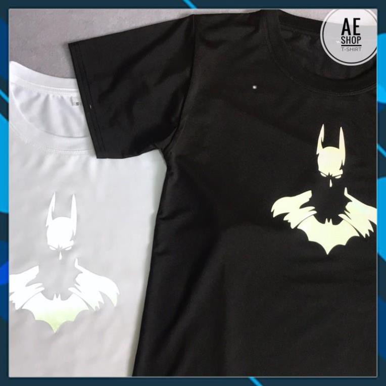 ( SALE 50%) Áo Thun in hình vector Batman phản quang - Trắng - Đen