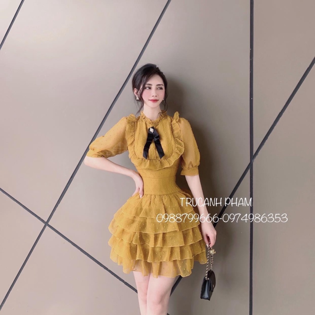 (MẪU MỚI) ĐẦM VOAN TẦNG NỮ PHỐI PHỤ KIỆN NỮ SIÊU XINH PU HHP