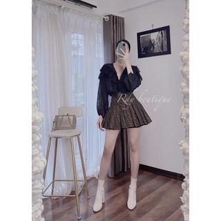 Set bodysuit bèo mix chân váy