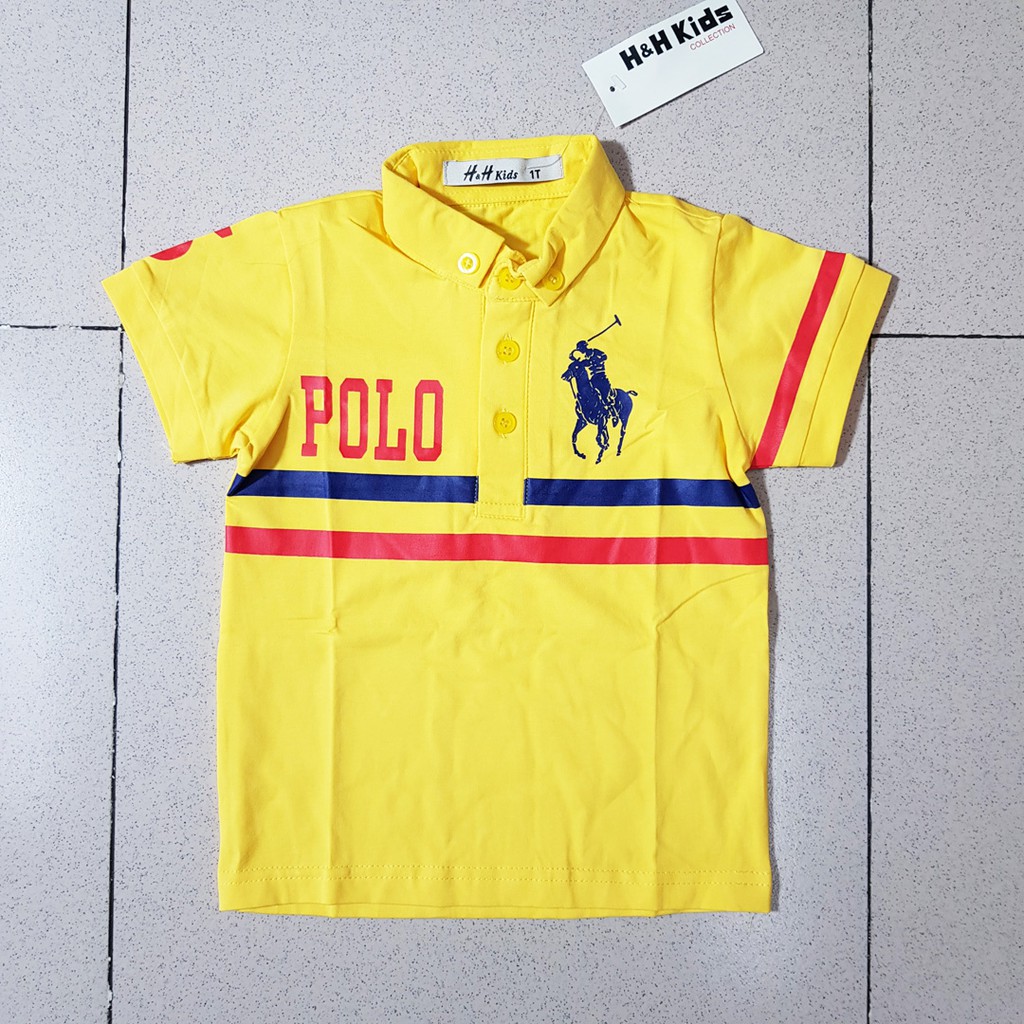 Áo thun cotton bé trai in ngựa phối sọc