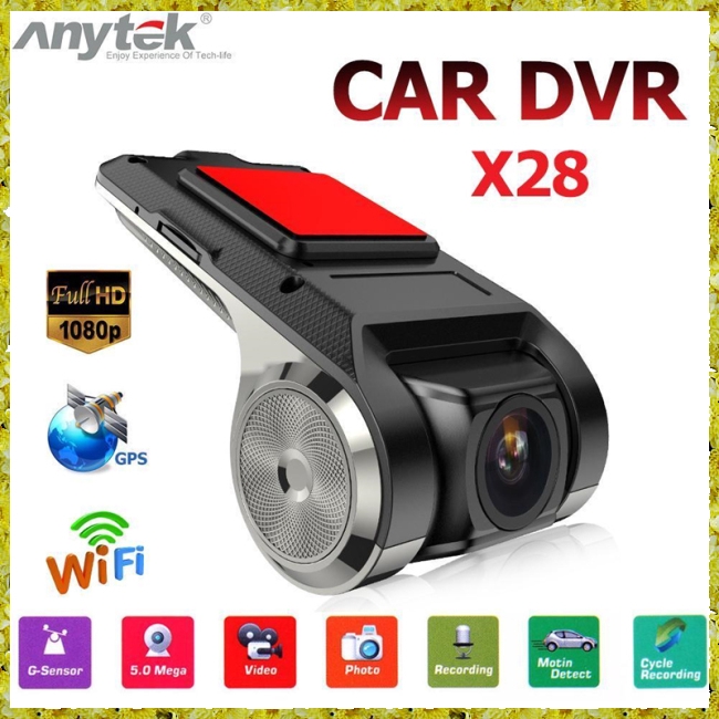 Camera hành trình Anytek x28 tích hợp WIFI ADAS G-Sensor FHD 1080p cho xe hơi