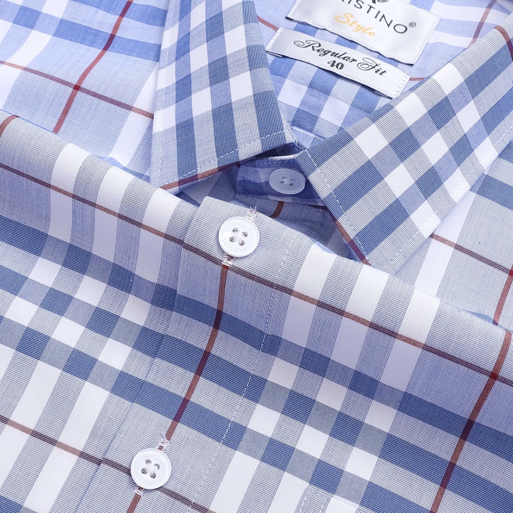 [MẪU MỚI] Áo sơ mi nam ngắn tay ARISTINO họa tiết xanh kẻ đỏ nam tính, lịch lãm- ASS182S2