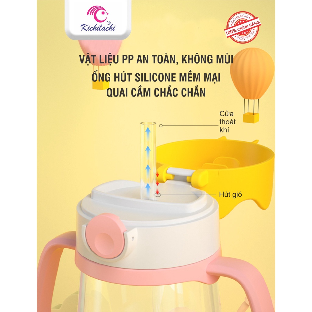 Bình nước trẻ em, bình tập uống Kichilachi nhựa PP 240ml hình vương miện-ShopMeKhoai