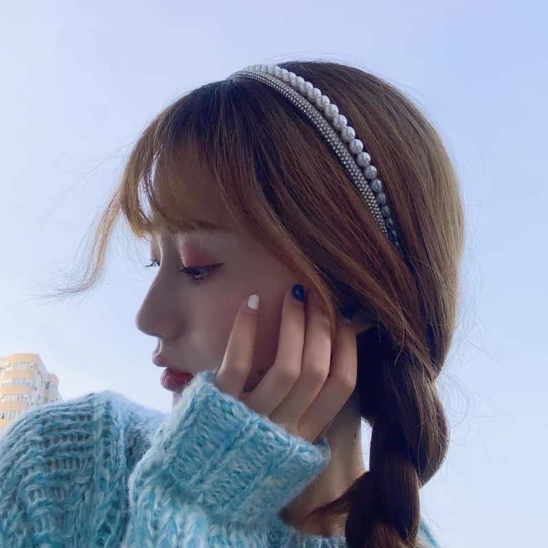 Bờm tóc chuỗi hạt kèm 2 hàng đá lấp lánh B106