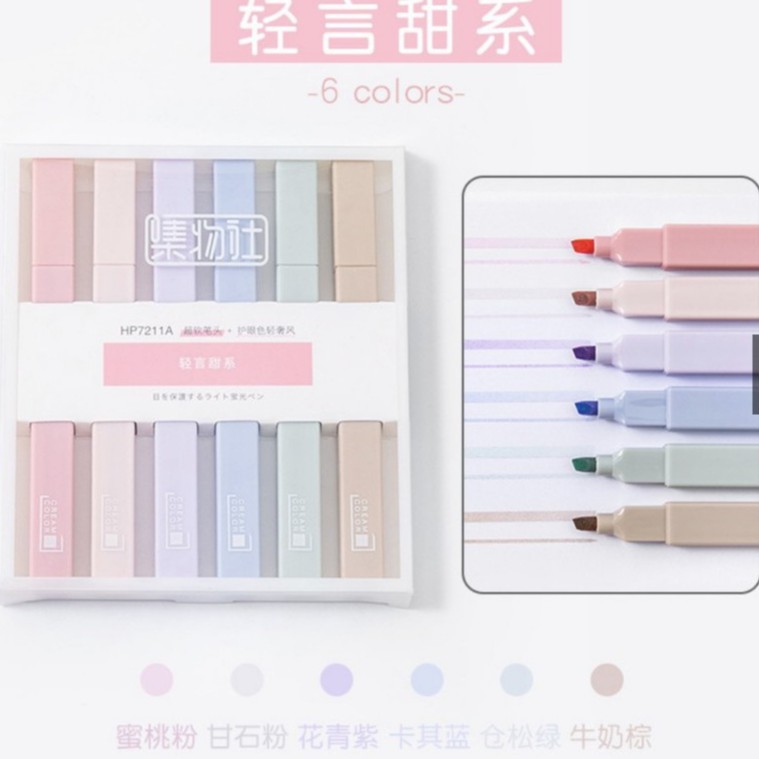 Bút highlight pastel 2 đầu, bút đánh dấu nhớ dòng morandi trang trí sổ văn phòng phẩm