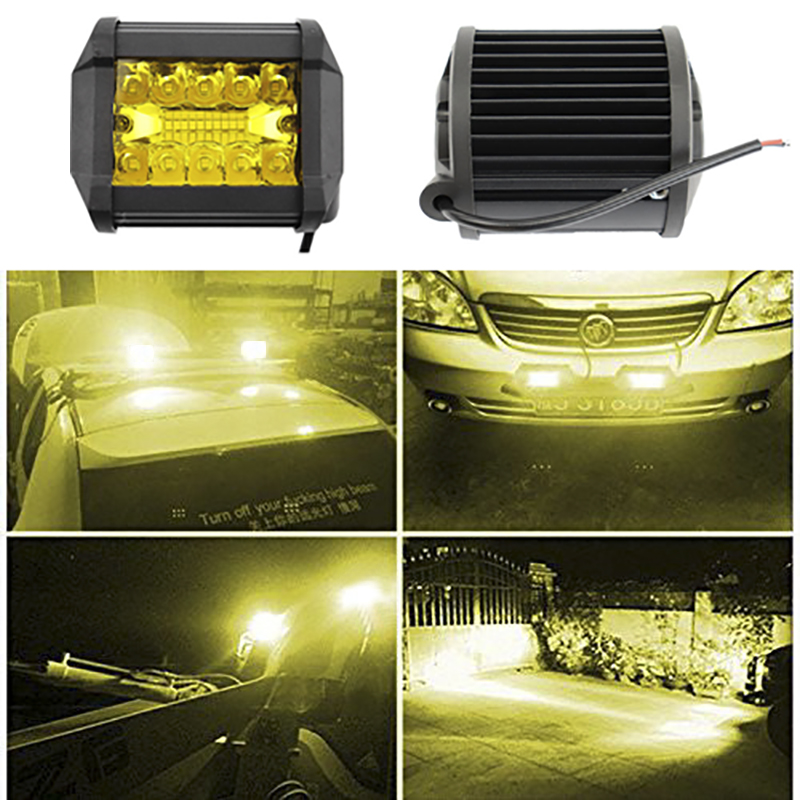 5 Inch - 20 Inch 648W Yellow Led 4x4 Offroad Light Bar For Trucks SUV Combo Beams Amber WorkLight Fog Lamp 12V 24V