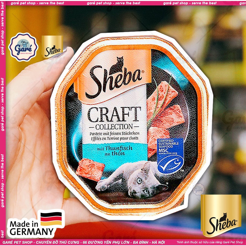 Pate Đức cho Mèo Sheba Craft cao cấp thơm tươi ngon từ Thịt Gia cầm, Thịt Gà, Thịt Bò &amp; Cá ngừ nhập Đức