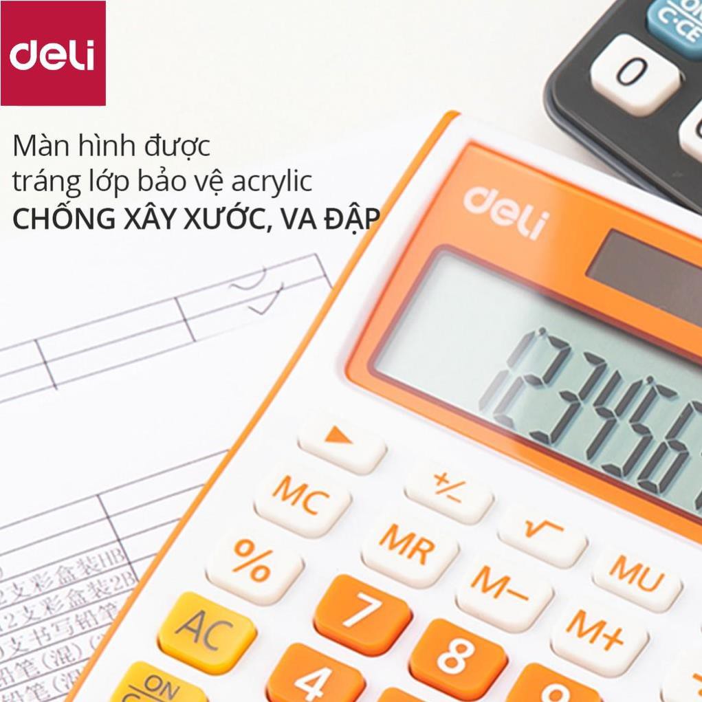 Máy tính kỹ thuật 12 số Deli, Đen, Cam, Xanh dương, Xanh lá E1238 [Deli]