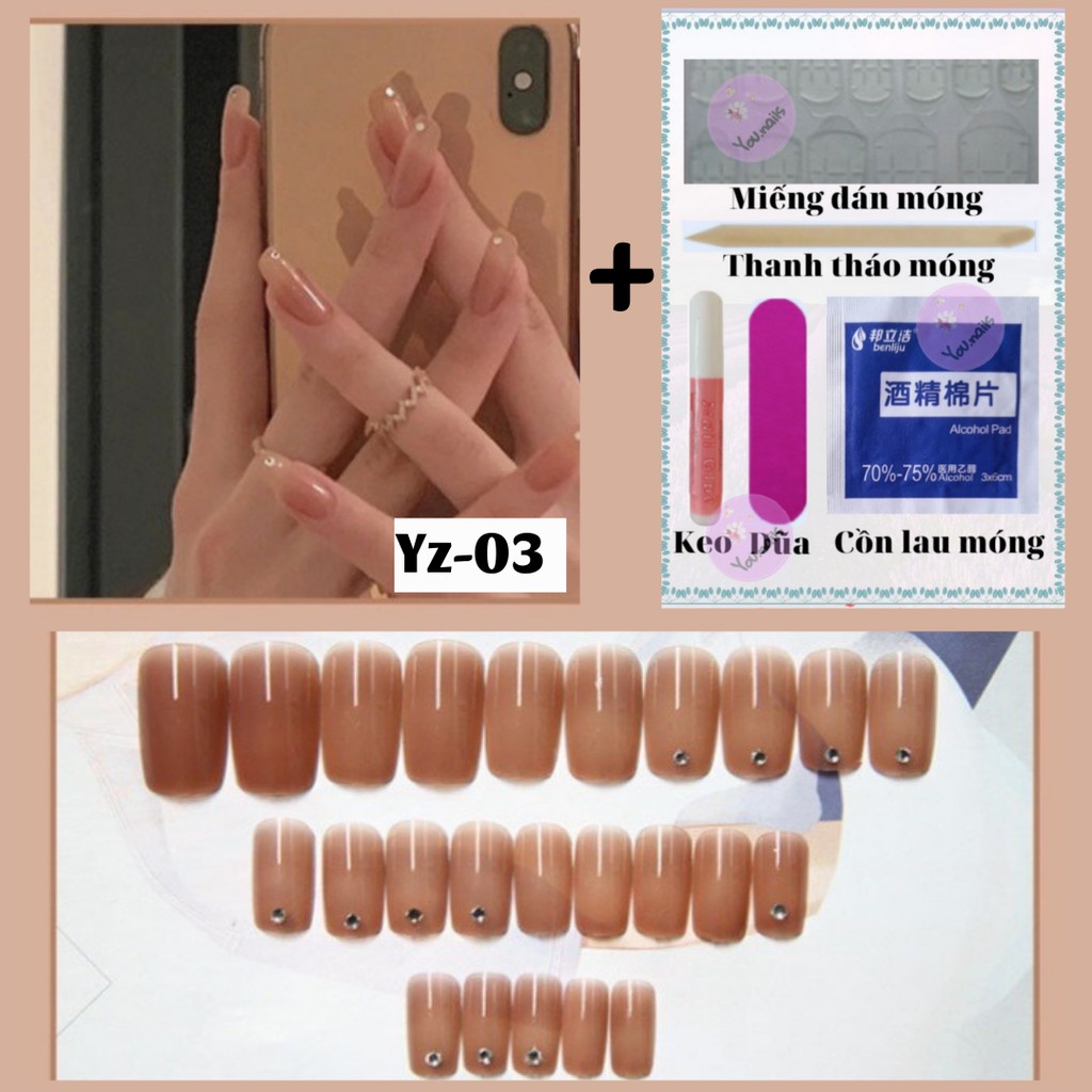 Móng tay giả đính đá kèm keo dài nhọn YOU NAILS (Yz-03)