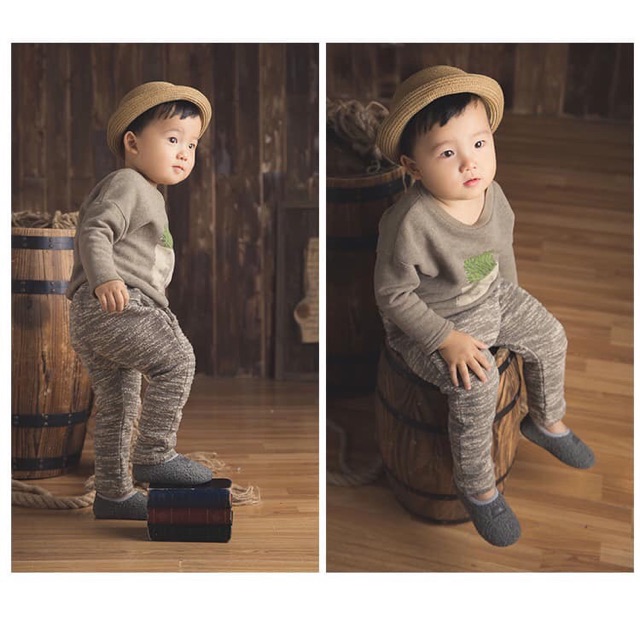 Combo quần legging tất áo len xanh