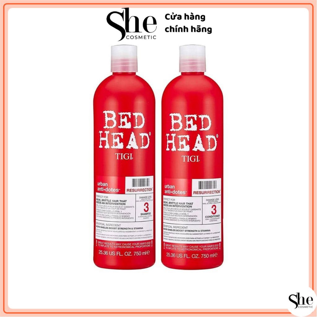 [CHÍNH HÃNG] Cặp dầu gội xả BED HEAD TIGI URBAN ANTIDOTES Resurrection 750ml - Tigi do