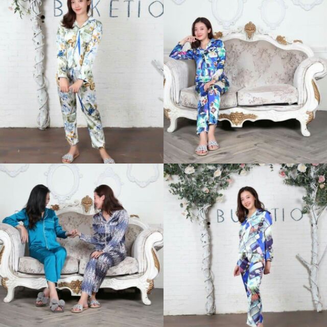 BỘ PIZAMA LỤA HỌA TIẾT SIÊU XINH