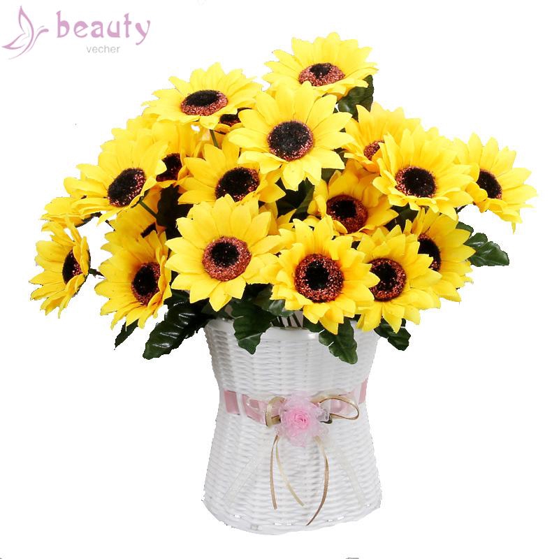 Hoa hướng dương nhân tạo cỡ 30cm*68cm dùng trang trí tiện lợi