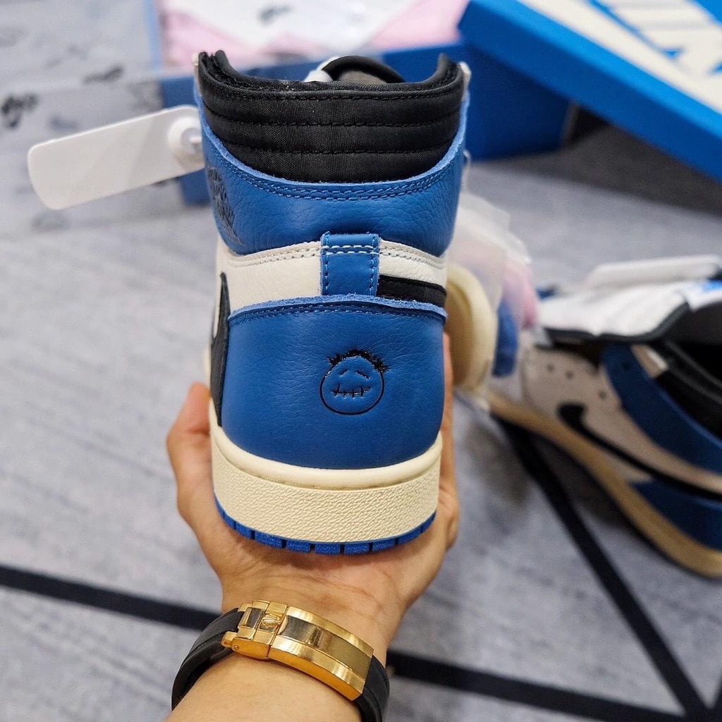 Giày Sneaker jd 1 TRAVIS SCOTT HIGH OG ROYAL BLUE, bản S.Cấp full phụ kiện