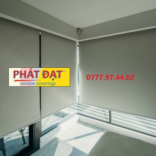 Màn sáo, rèm sáo cuốn 12 màu, vải trơn 2 mặt chống nắng 100%