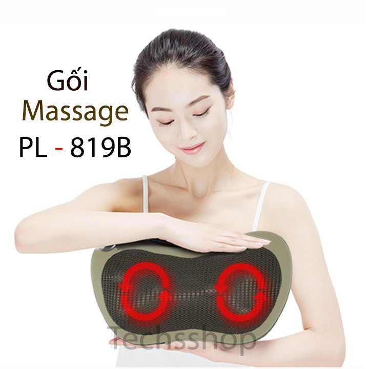 Gối Massage Hồng Ngoại Puli PL819B Có 6 Pi Lăn Hiệu Quả - BH 12 Tháng