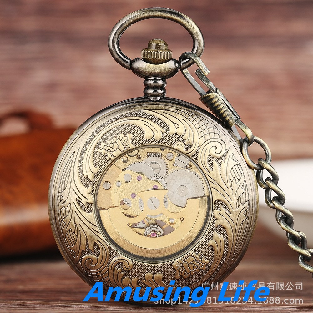 Cơ Khí Dẻo Đồng Hồ Lật Cổ Điển Trong Suốt Khắc Kính Lúp Tự Động Chạm Khắc Cơ Đồng Hồ Bỏ Túi Đồng Hồ Số La Mã Thương Mại | BigBuy360 - bigbuy360.vn