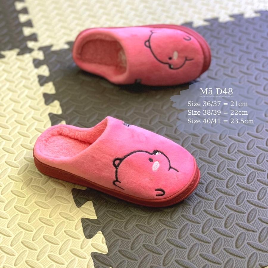 Dép lông đi trong nhà cho bé cho mẹ hình thú gấu cute dễ thương mang ấm thời trang D48