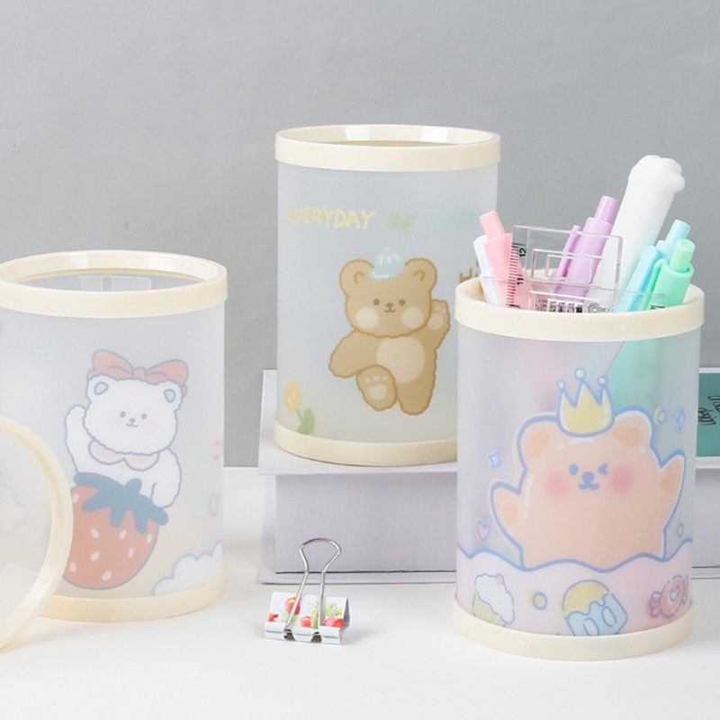 Ống đựng bút để bàn hình trụ họa tiết hoạt hình dễ thương cá tính làm quà tặng cho trẻ em