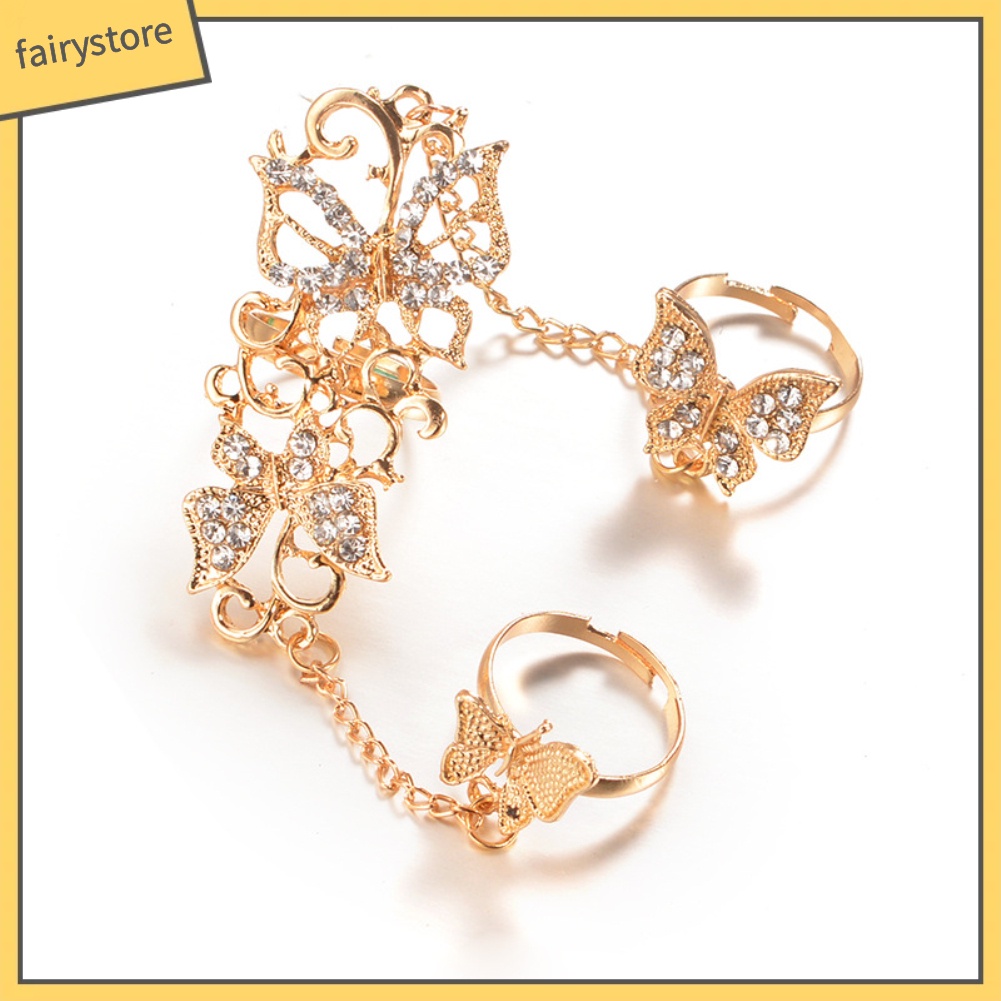 Nhẫn Hợp Kim Hình Bướm Đính Đá Xinh Xắn Cho Nữ