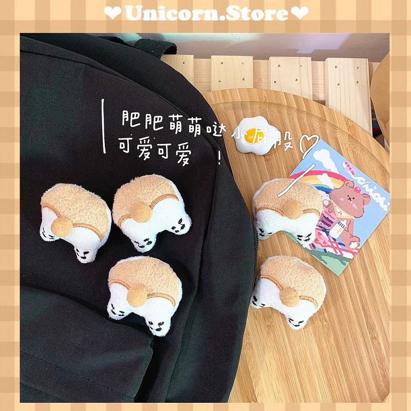 Pin cài áo, huy hiệu cài balo, túi sách, mũ hình corgi dễ thương, lông mềm Unicorn Store