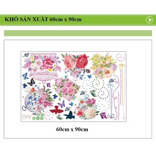 Decal dán tường giỏ hoa treo tường