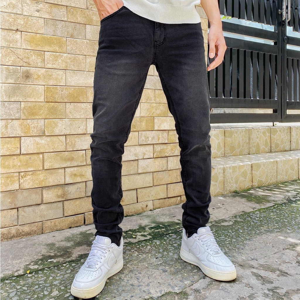 Quần jean nam streetwear cao cấp FNOS Z18 màu xám form slimfit có zip jean thun co giãn | BigBuy360 - bigbuy360.vn
