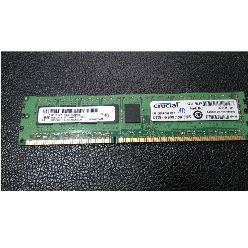 Ram ECC Unbuffered 4GB DDR3 (PC3 1.5V) bus 1333 - 10600E tháo máy, bảo hành 1 năm