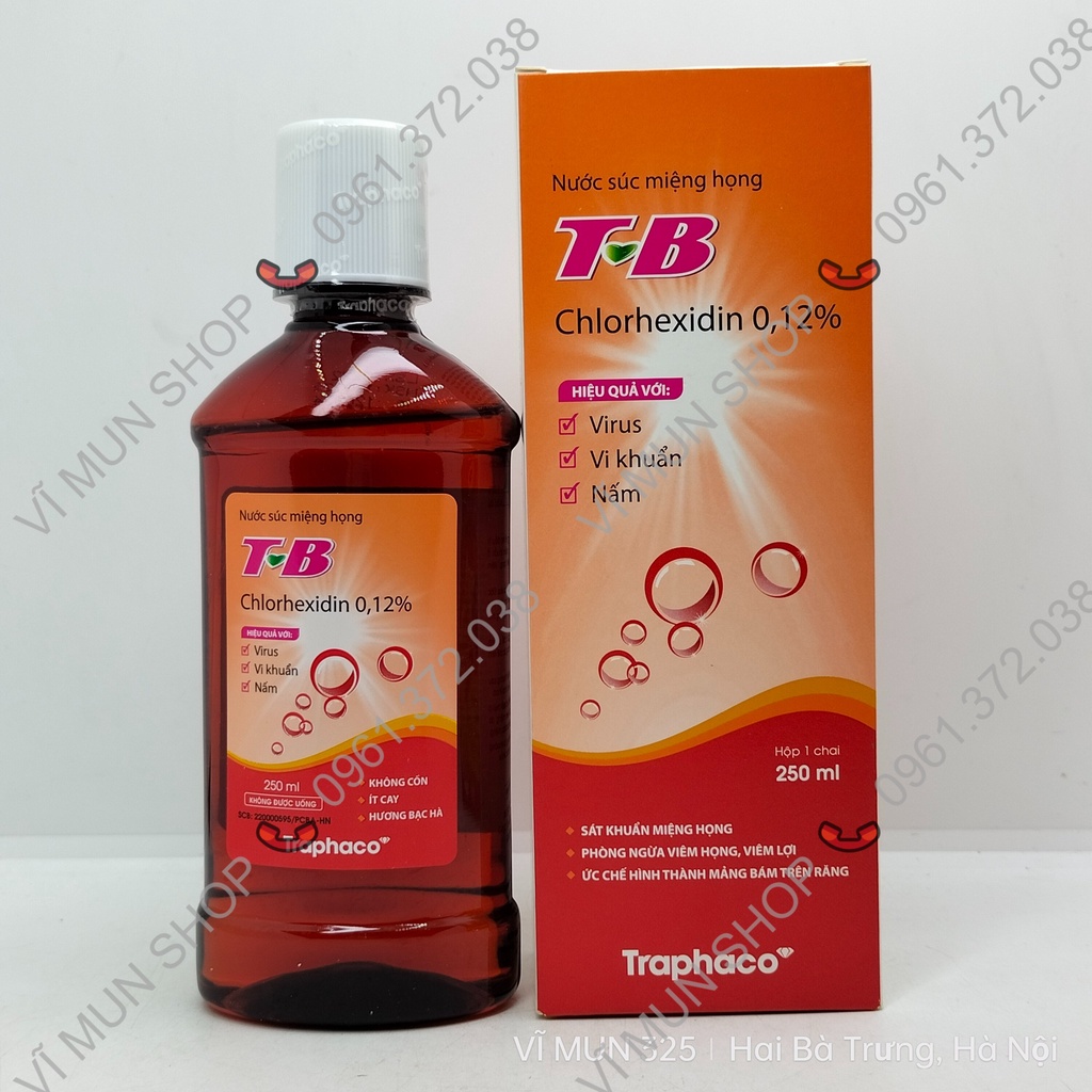 Nước súc miệng T-B Traphaco thơm miệng, sạch răng, phòng ngừa viêm họng, viêm lợi