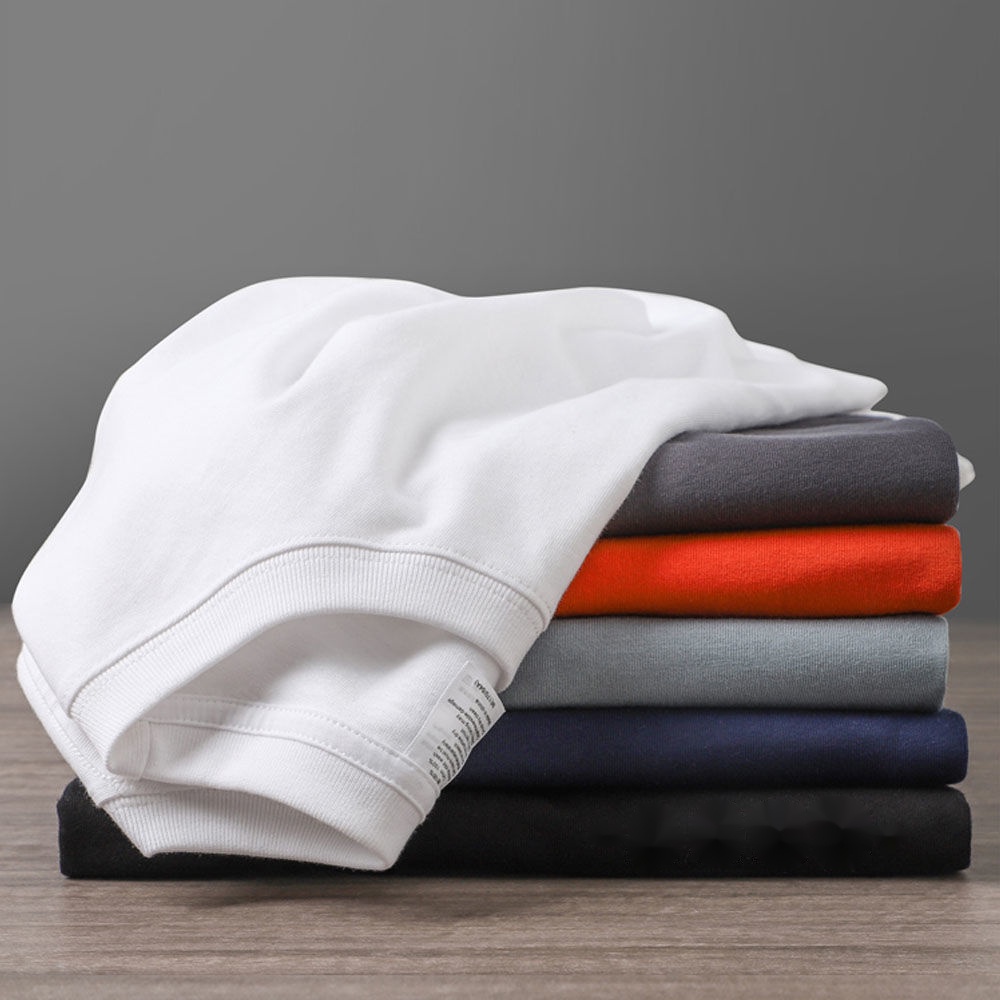 Áo Thun cotton Tay Dài Màu Trơn Dày Dặn Phong Cách Nhật Bản 200g u6wm