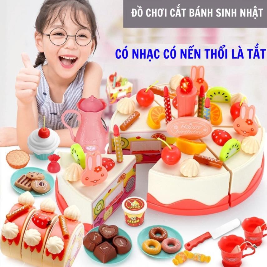 Đồ Chơi Bánh Sinh Nhật,Đồ Chơi Cắt Bánh Ngọt- loại lớn 85 CHI TIẾT KÈM NHẠC VÀ ĐÈN  Cho Bé trai, bé gái