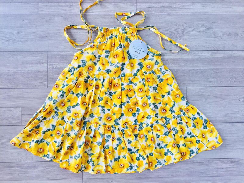 Váy Sofia 2 dây buộc nơ VÀNG