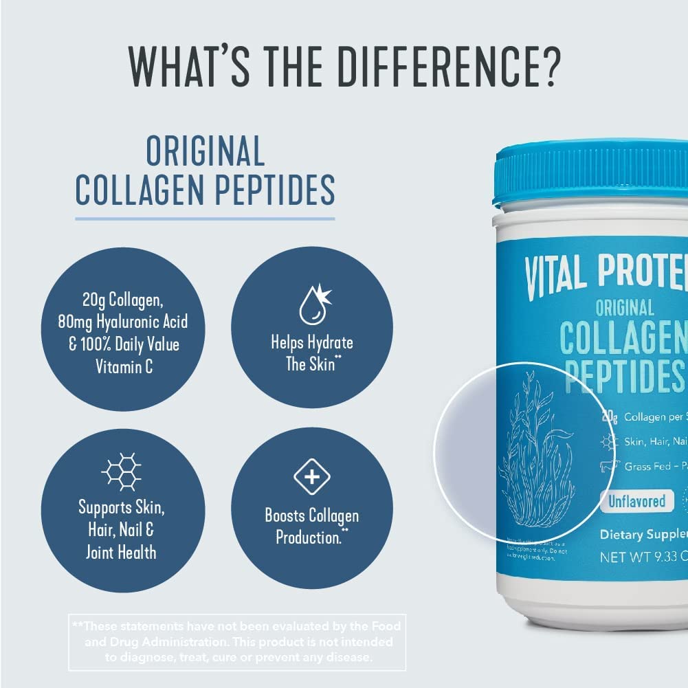 BỘT COLLAGEN PEPTIDES - ĐẸP & KHỎE DA MÓNG TÓC XƯƠNG KHỚP Vital Proteins KHÔNG VỊ Unflavored