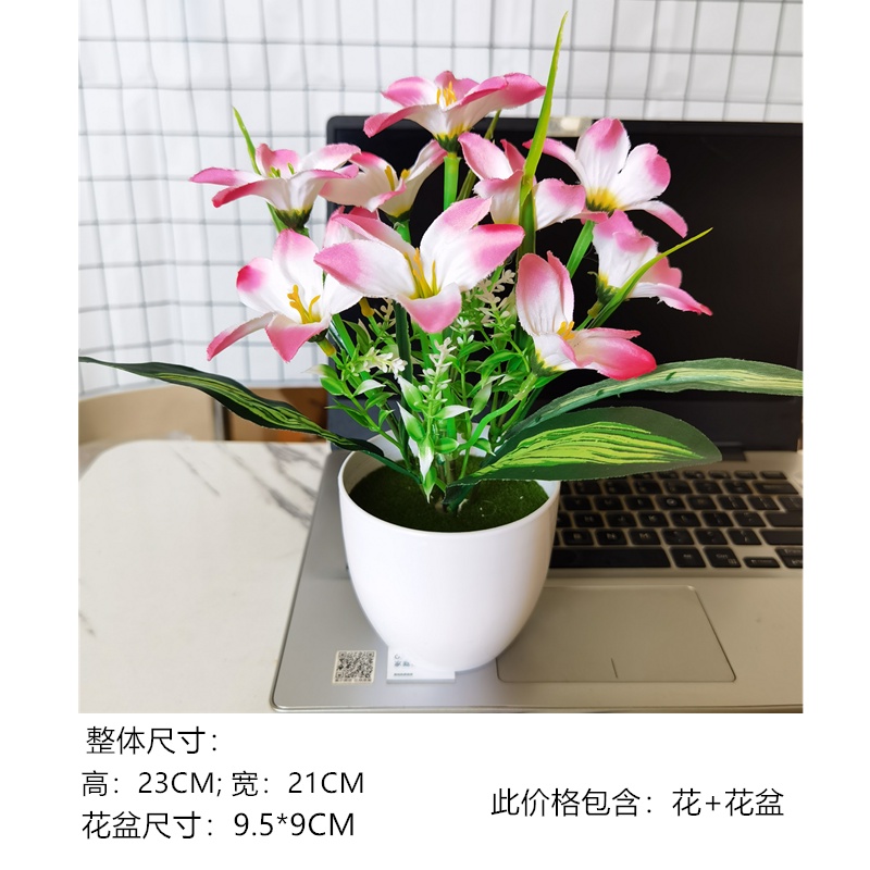 Chậu Hoa Lily Giả Bằng Lụa Dùng Trang Trí Nhà Cửa