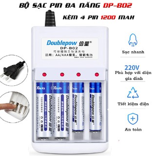 BỘ PIN SẠC ĐA NĂNG DP B02 KÈM 4 PIN SAC 1200 MAH