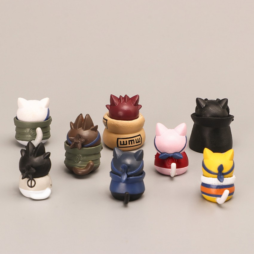 Bộ Tượng 8 Con Mèo Naruto Sasuke Nhật Bản - Đồ Chơi Hoạt Hình-Đồ Trang Trí Nhỏ, Đồ Trang Trí Sáng Tạo