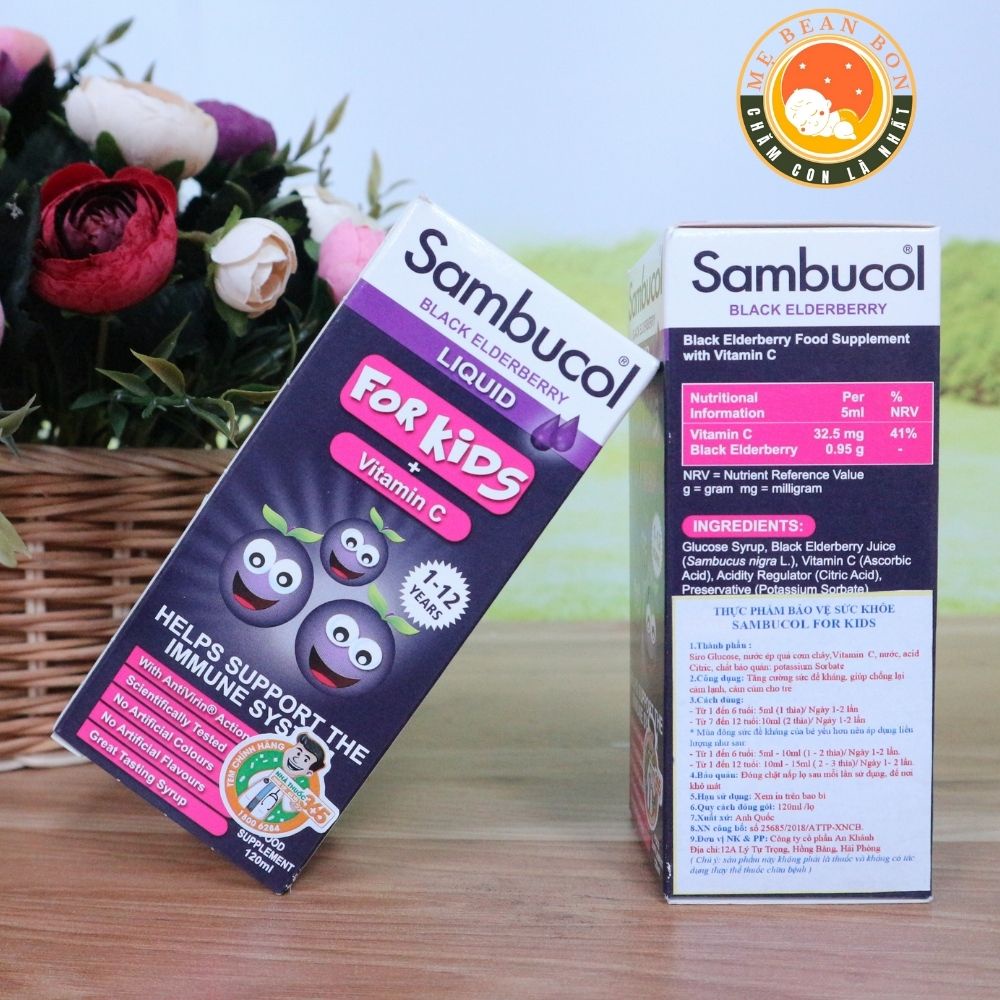 Siro Tăng Sức Đề Kháng Sambucol 120ml của Anh Cho Bé Trên 1 Tuổi giàu Vitamin C và kẽm giúp tăng đề kháng hiệu quả