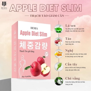 Thạch táo giảm cân Hemia Hàn Quốc, giảm béo, giảm cân, giữ dáng, đẹp da, an toàn hiệu quả, không cần ăn kiêng