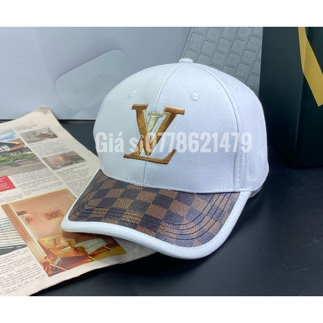 nón kết kaki phối da ô vuông - mũ lưỡi trai L v eo vì thời trang nam nữ