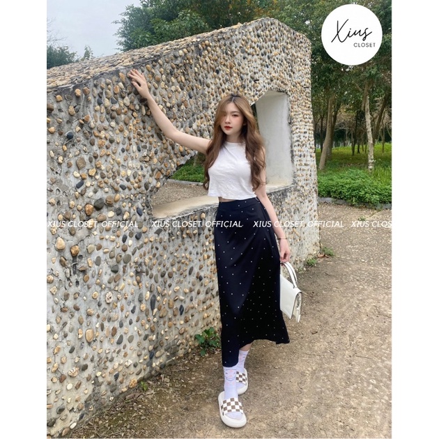 Chân Váy Chấm Bi Dài - CV014