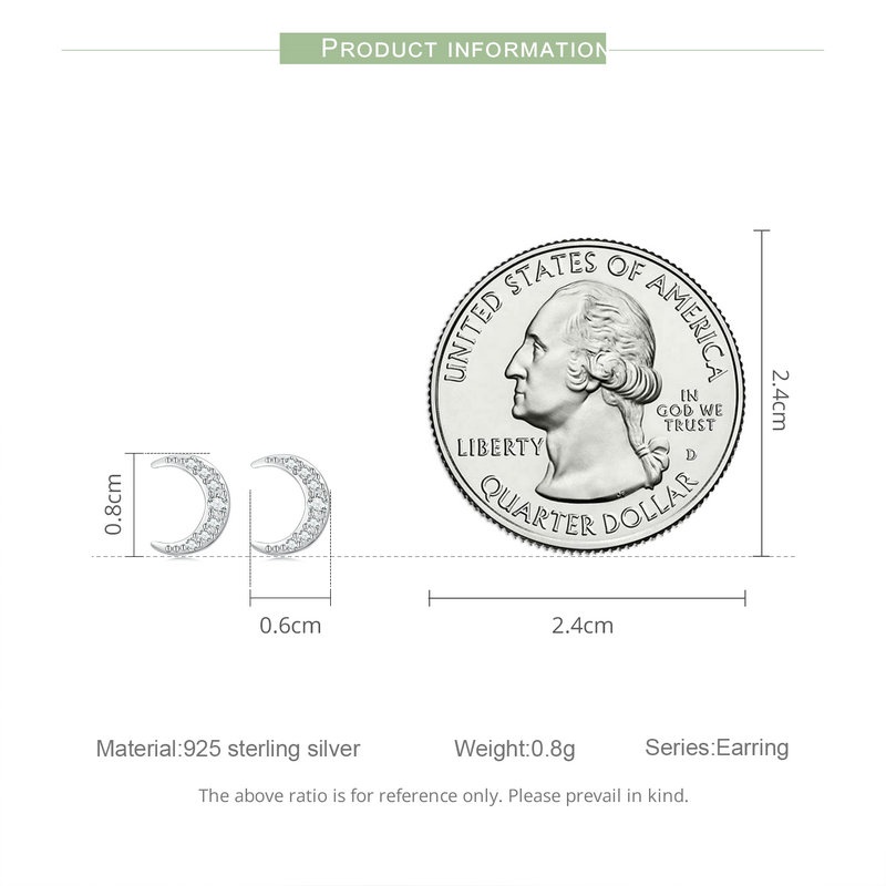 Đôi bông tai BAMOER bạc 925 hình mặt trăng thời trang cho nữ